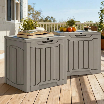 31 Gallon Outdoor Storage Box | Resin Deck Box and Waterproof Package Delivery Box for Gardening Tools, Pool Supplies, Patio Furniture, Lockable, Taupe4