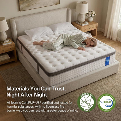 12 Inch Queen Mattress in a Box, Hybrid Queen Mattress with Gel Memory Foam & Pocket Springs, Medium Firm Feel, Fiberglass Free, Pressure Relief, Edge Support (Queen, 12, 12, Inches)8