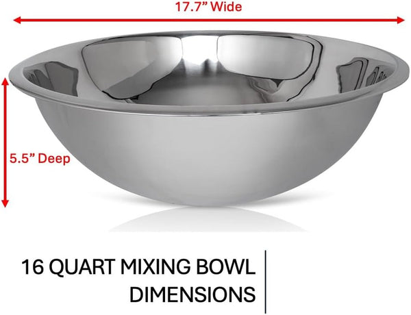 16 Quart Large Stainless Steel Mixing Bowls Set, 3-Pack, Nesting Bowls7
