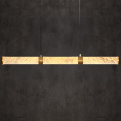 Cylinder Alabaster Chandelier, L47In Gold Marble Chandeliers for Dining Room, Modern Linear Chandelier over Table, Brass LED Chandeliers for Kitchen Island1