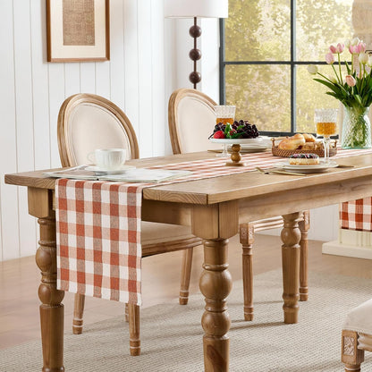 Fall Gingham Table Runner 13X90 Inches Long, Orange4