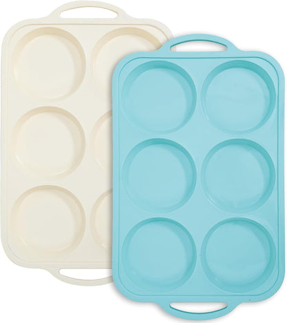 Nonstick Silicone Muffin Top Pan: 4 Inch Jumbo Silicone Egg Molds Frame | with Metal Frame for Baking Breakfast Sandwiches/English Muffins Egg Bites Hamburger Buns - Oven Housewife1