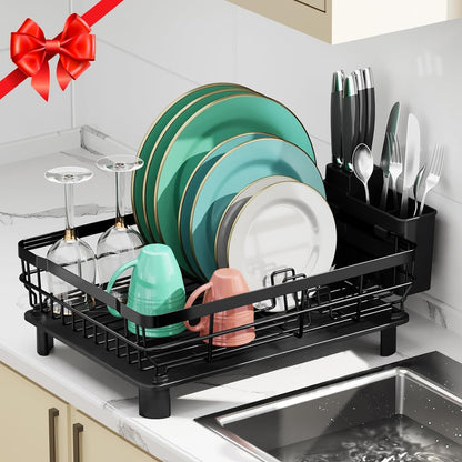 Dish Drying Rack with Drainboard for Kitchen Counter, Black8