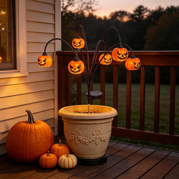Halloween Solar Lights Outdoor, 2 Pack Waterproof Pumpkin Stake Lights7