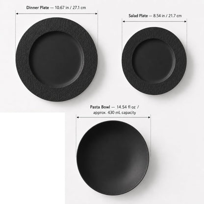 Villeroy & Boch Manufacture Rock 12 Piece Dinnerware Set, Matte Black2