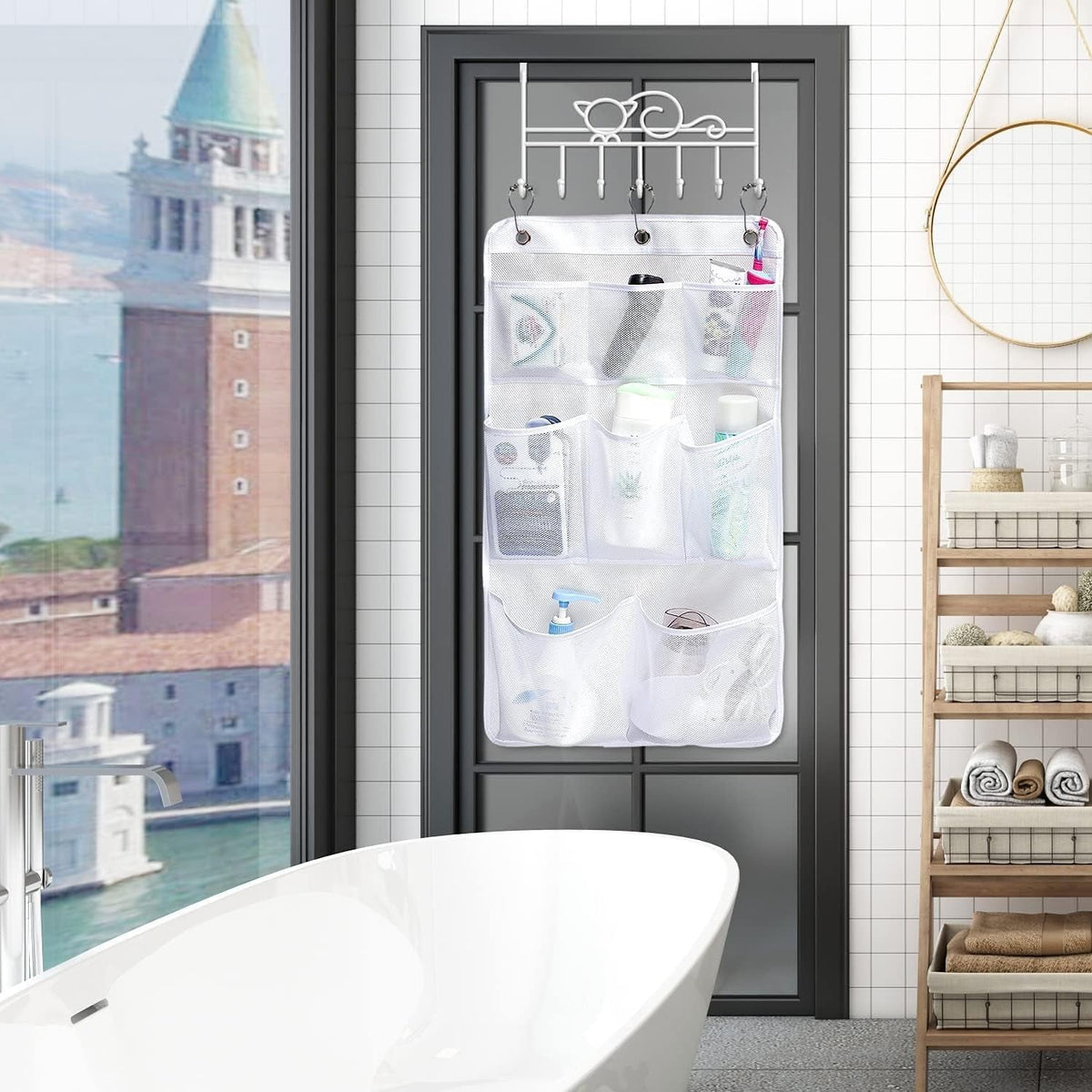 mesh-shower-organizer-hanging-bathroom-caddy-8-pockets-hang-curtain-rod-with-3-rings
