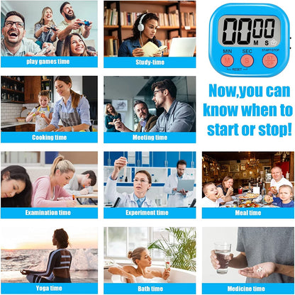 6 Pack Multi-Function Electronic Timer - Magnetic Digital Timers Big LCD Display the Loud/Silent Switch Countdown Timer Extensively Use in Break Time, Cooking,Gym, Meeting, Classroom2