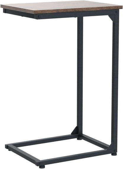 C Shaped End Table Set of 2, Couch Side Table That Slide under | TV Trays for Eating on Couch, Narrow Small Space Side Tables for Living Room Bedroom, Rustic Brown5