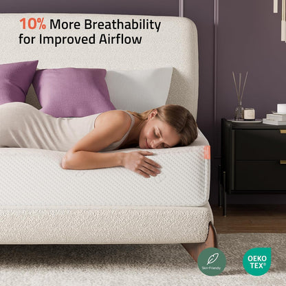 King Size Mattress 10-Inch for Cooler Sleep – Cooling Gel Memory Foam with Back Support & Pressure Relief, Medium to Firm, Airflow Kingl Mattress in a Box for Amilies, Couples, Bedrooms7
