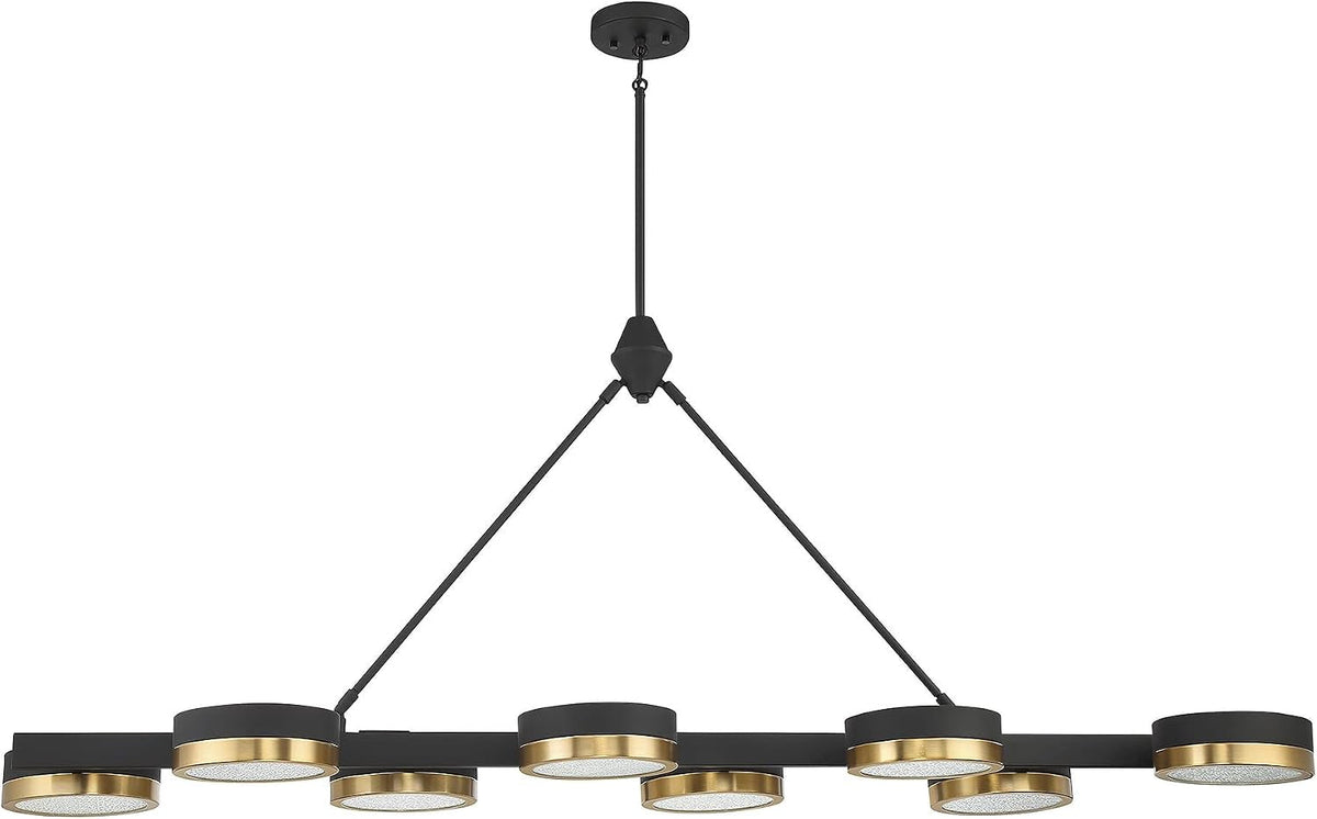 1-1636-8-143-ashor-modern-crushed-crystal-linear-chandelier-integrated-led-8-light-88-total-watts-23-h-x-60-l-matte-black-with-warm-brass-accents
