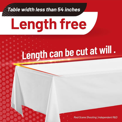 Plastic Table Cloth, 310 Ft X 54 in Disposable Tablecloth Roll | White Plastic Tablecloth Roll with Sliding Cutter Premium Plastic Table Cover Roll for Picnics, Parties, Birthdays, Weddings7