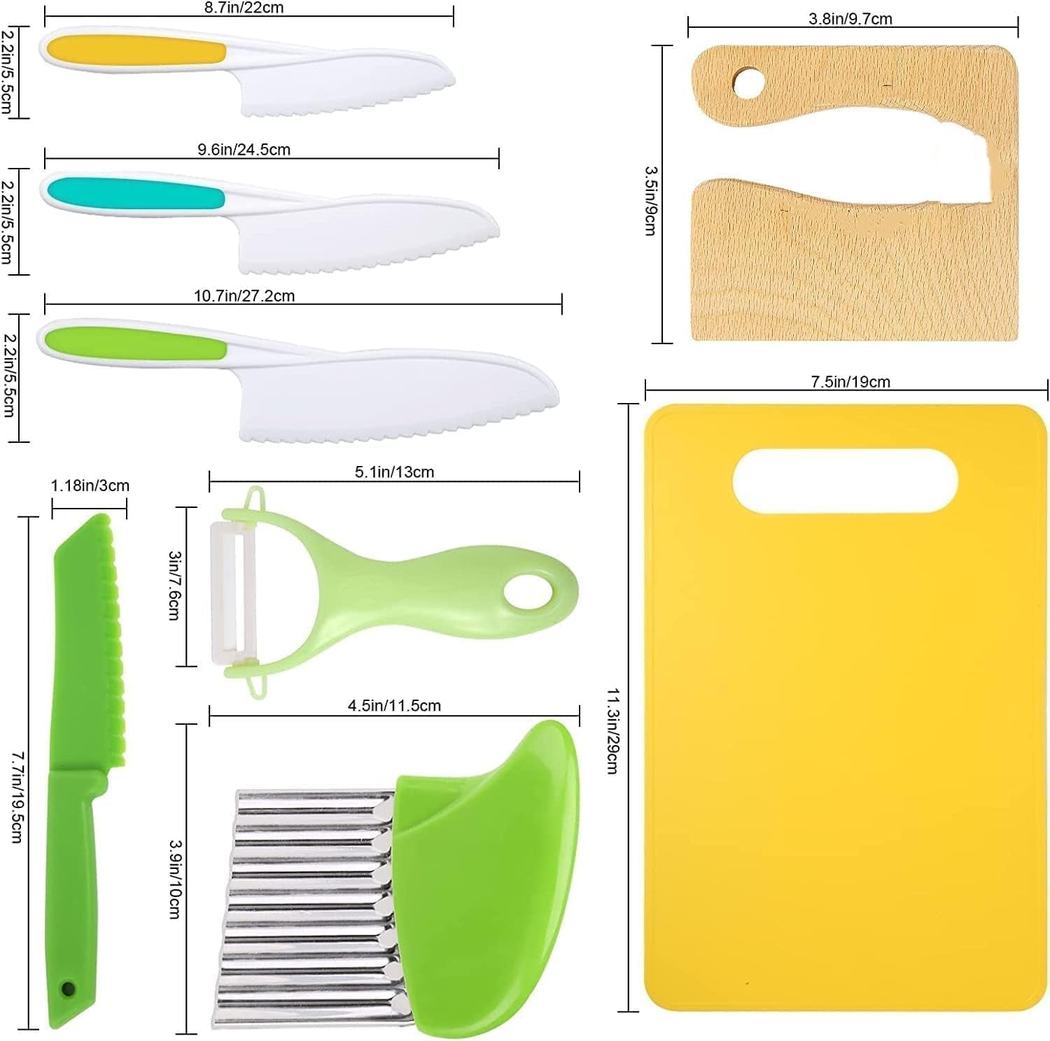 8-pcs-wooden-kitchen-knife-set-for-kids-includes-safe-knives-serrated-plastic-knives-potato-slicers-sandwich-cutter-peeler-and-cutting-board