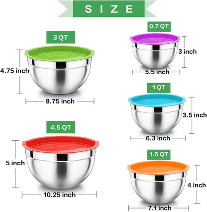Metal Mixing Bowls with Lids Set, Airtight Lids & Multicolor4