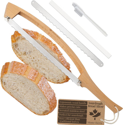 Bread Knife for Homemade Bread 17" Wooden Sourdough Bread Knife - 2 Blades1