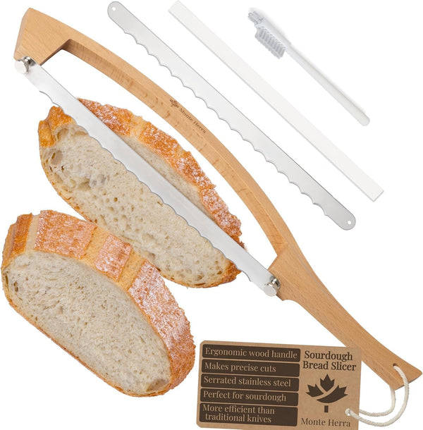 Bread Knife for Homemade Bread 17" Wooden Sourdough Bread Knife - 2 Blades1