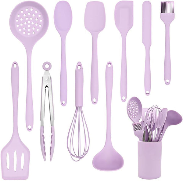 Kitchen Cooking Nonstick Silicone Utensils Set 11 Pcs - Purple1