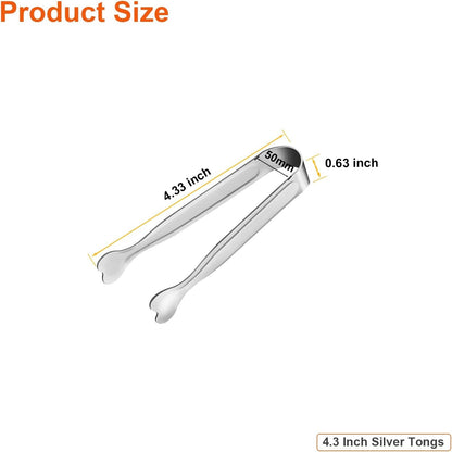 Mini Serving Tongs,  18-Packs Stainless Steel Sugar Tongs, 4.3Inch Ice Tongs Kitchen Appetizers Tongs for Coffee Bar, Tea Party, Desserts Party, Sugar and Ice Bucket6