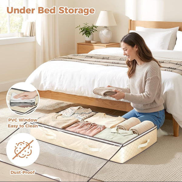 95L under Bed Storage Containers, 2 Pack Beige2