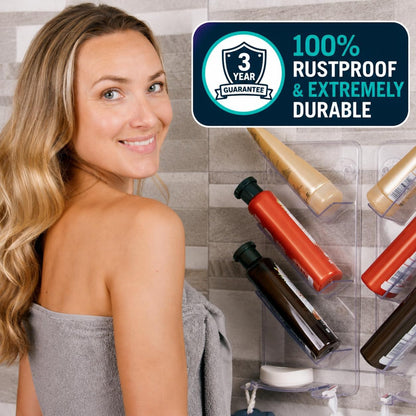 Adhesive Rustproof Shower Caddy, No Drill, Easy Clean Shelves8