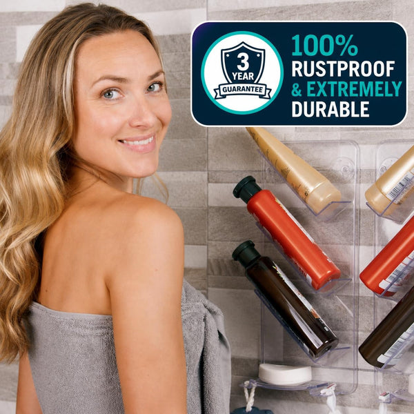 Adhesive Rustproof Shower Caddy, No Drill, Easy Clean Shelves8