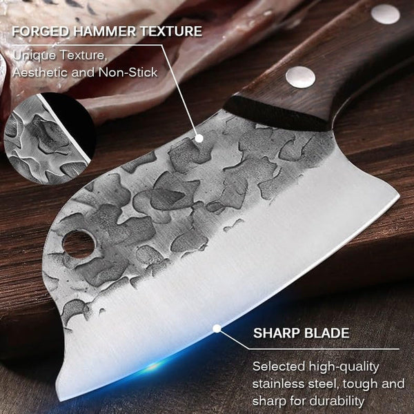 Meat Cleaver, Kitchen Knives Dual Purpose Handmade Forged Ultra-Sharp Fish Knife Chef Cooking Knives(Fish Cutter2Pcs)4