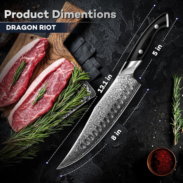 Damascus Chef Knife, VG10 Steel, Kitchen Knife | VG10 Steel Core, Ergonomic Handle, for Slicing, Chopping and Everyday Food Prep5