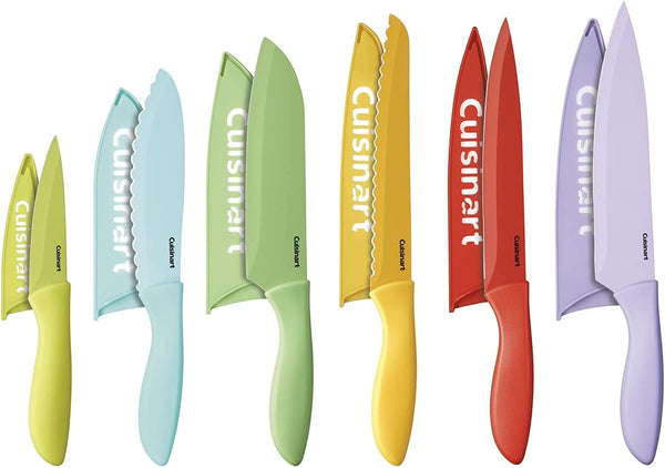 12-Piece Kitchen Knife Set, Advantage Color Collection with Blade Guards, Multicolored, C55-12PCER11