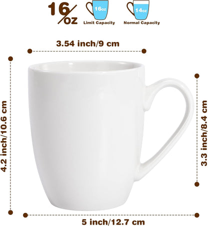 Large Ceramic Coffee Mugs Set of 4 16Oz(475Ml) Tea Cups Idea Gifts White | Microwave & Dishwasher Safe Sturdy Resistance to Staining Comfortable Handle Cups for Latte Hot Tea Cappuccino Mocha Cocoa2