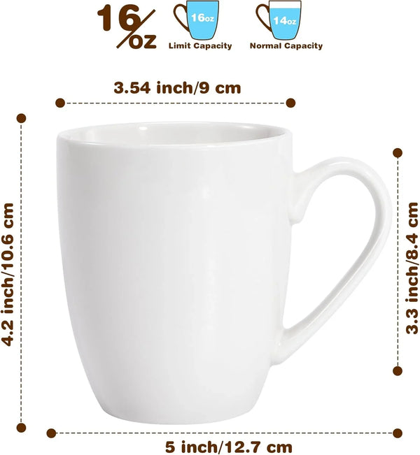 Large Ceramic Coffee Mugs Set of 4 16Oz(475Ml) Tea Cups Idea Gifts White | Microwave & Dishwasher Safe Sturdy Resistance to Staining Comfortable Handle Cups for Latte Hot Tea Cappuccino Mocha Cocoa2