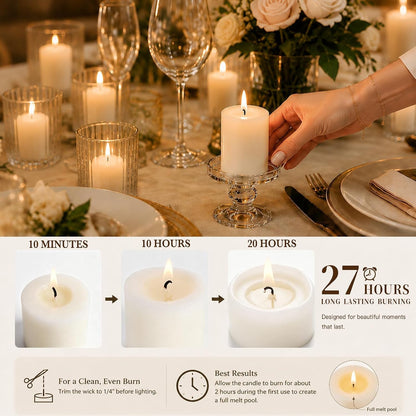 White Unscented Soy Pillar Candles, Non-Toxic 2X3 Inch Candle,27 H,6 Pack6