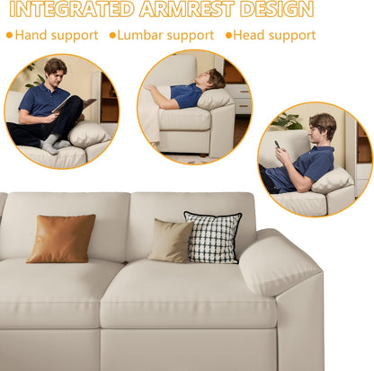 Leather Sectional Couch, L Shaped Modular Sectional Sofa, Beige6