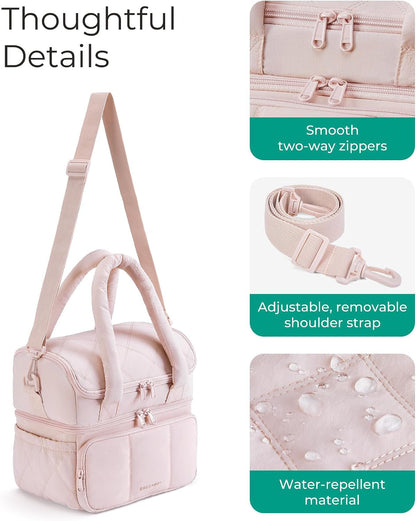 Lunch Bag Women, Double Deck Insulated Lunch Box, Camel6