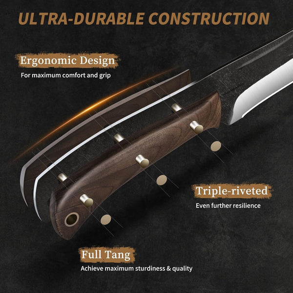 Butcher Knife Set 3PCS, Sharp Fillet & Utility & Paring Knife Set | Hand Forged Kitchen Knife Set, Upgraded High Carbon Stainless Steel Meat Cutting for Home, Outdoor, Gift for Men4