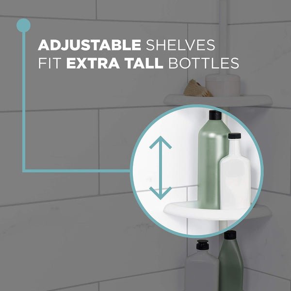 Tension Pole Shower Caddy, 4 Shelves, Adjustable, 60 to 97 Inch, White3