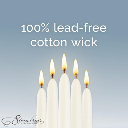Unscented Taper Candles — 7 Hour Burn Time, Candle Stick Candles for Weddings, Holidays, Home Décor & Special Events, Pack of 10, White, 10"2