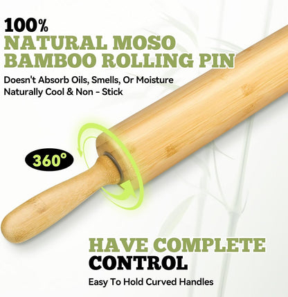 17.5 Inch Wooden Rolling Pin for Baking - Long Dough Roller for All Baking Needs6