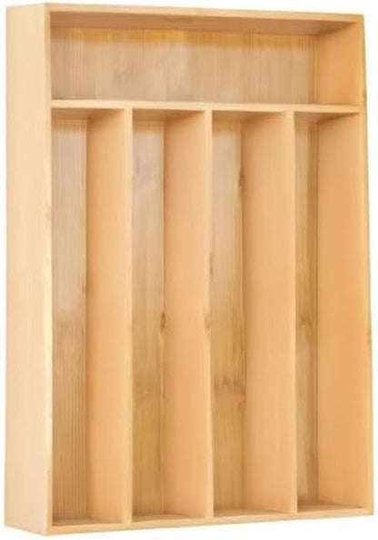 Silverware Organizer Kitchen Drawer Organizer Utensil Organizer Bamboo Silverware Holder Cutlery Organizer in Drawer Flatware Organizer Tray(5 Slots, Natural7