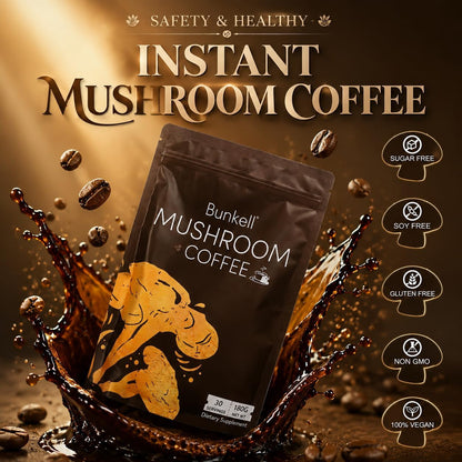 Mushroom Coffee, Instant Coffee Blend with 6 Adaptogenic Mushrooms (Lion'S Mane, Reishi, Cordyceps, Shiitake, King Trumpet & Turkey Tail) for Energy, Digestion & Immune Support, 30 Servings7