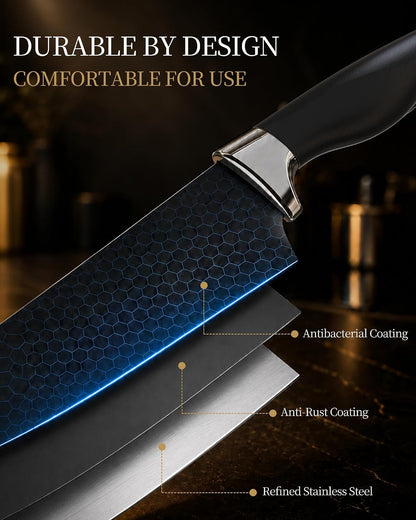Knife Set 15 Piece Kitchen Knife Set with Block | Built in Sharpener, German Stainless Steel, Dishwasher Safe, Black Kitchen Knives Complete Set, for Home Cooking & Gifting2