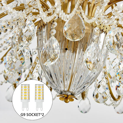 50 Inch Extra Large Maria Theresa Crystal Chandelier, Vintage Brass Candelabra Chandelier Pendant Light Fixture for High Ceiling Living Room, Foyer, Entryway, Staircase, Lobby,Banquet Hall6