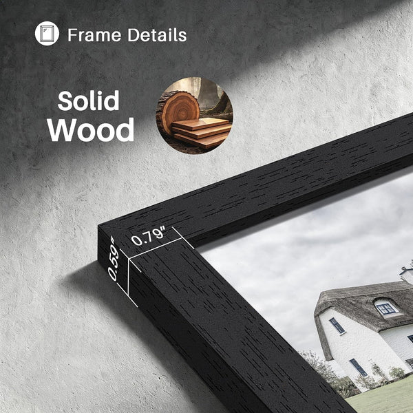 Solid Wood 11X14 Picture Frame 5 Pack, Black Wood Grain 14X11 Inch3