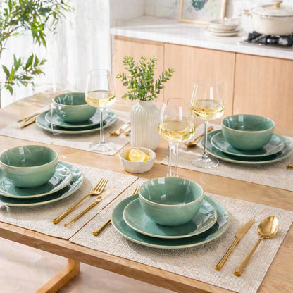 Dinnerware Sets for 4, 12 Pieces Ceramic Plates and Bowls Set7