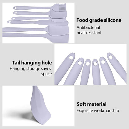 6 Pieces Silicone Spatula Set, Rubber Spatulas Silicone Heat Resistant Spatula Set for Kitchen Use, Food Grade Rubber Spatula with Ergonomic Grip, Cooking, BPA Free Dishwasher Safe(Purple)4