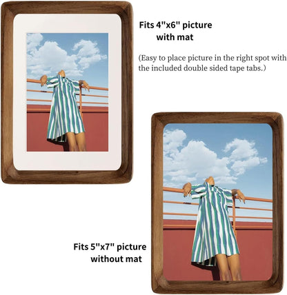 Natural Walnut 5X7 Picture Frame Wood with Mat for 4X6 Photos4