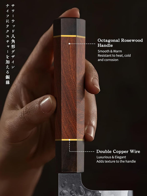 7" Nakiri Knife, Handcrafted Razor Sharp Meat Vegetable Cleaver3