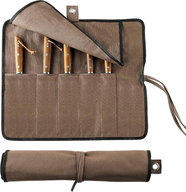 Chef’S Knife Roll Bag, Portable Canvas Cases, Chef Bag with 5 Slots Pockets Can Hold Kitchen Knife Tools up to 15 Inch1