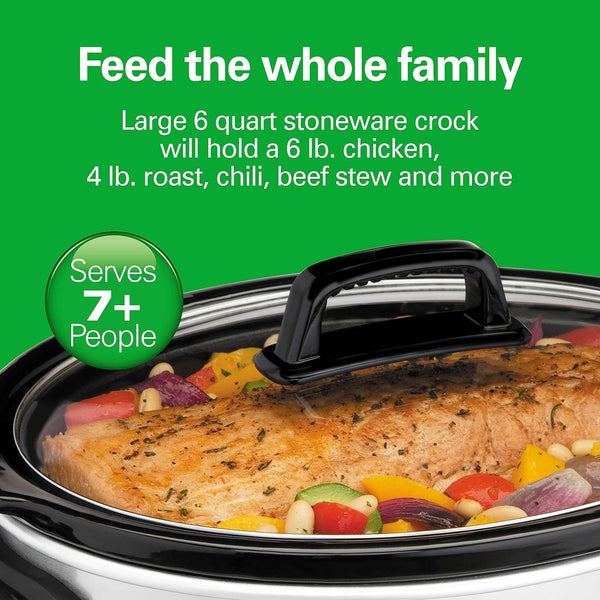 Slow Cooker, Extra Large 10 Quart, Stay or Go Portable with Lid Lock & 6-Quart Slow Cooker with 3 Cooking Settings, Dishwasher-Safe Stoneware Crock & Glass Lid, Silver (33665G)7