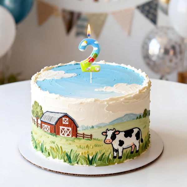 Farm Theme Number 2 Birthday Candle, Barnyard Cake Topper for Boys Girls, Farm Party Cake Decoration4