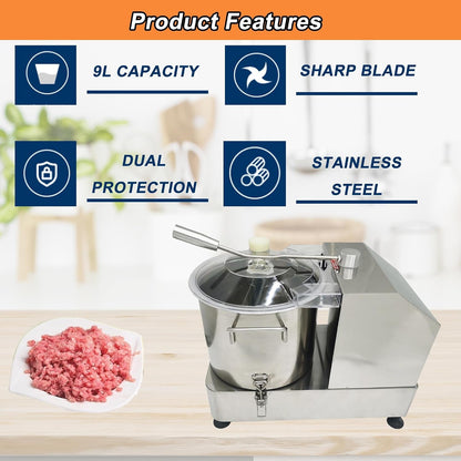 9L Food Processor & Vegetable Chopper, Commercial Meat Grinder, Stainless Steel Electric Chopper, Adjustable Speed Meat Mincer, Multi-Function for Chopping Vegetables, Meat, Grains, Nuts2