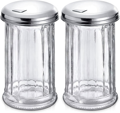 Set of 2 Glass Sugar Dispenser with Pour Spout, 12 Oz, Flip Lid1